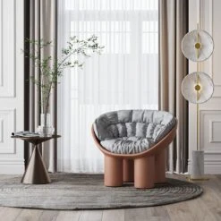 Roly Poly Fiberglass Armchair With Cushion, Black(Roly Poly Fiberglass Armchair With Cushion Black) -Weilai Concept 01