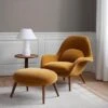 Fredericia Swoon Armchair And Footstool, Velvet, Brown(Fredericia Swoon Lounge Chair Footstool)