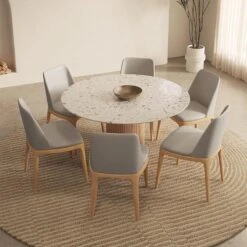 Sienna Round Dining Table, Premium Terrazzo And Wood Base(Sienna Round Dining Table Sintered Stone) -Weilai Concept 1 0002 04
