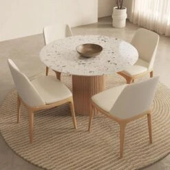 Sienna Round Dining Table, Premium Terrazzo And Wood Base(Sienna Round Dining Table Sintered Stone)