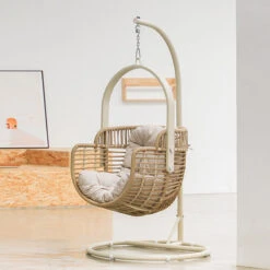 Galilea Rattan Garden Hanging Egg Chair With Stand, Indoor / Outdoor Furniture(Galilea Rattan Garden Hanging Egg Chair With Stand Outdoor Furniture) -Weilai Concept 1 0004 SKU 01