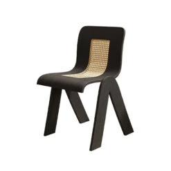 Verna Curve Dining Chair, Black & Rattan(Verna Curve Dining Chair Black) -Weilai Concept 1 0015 1 0065 3 4
