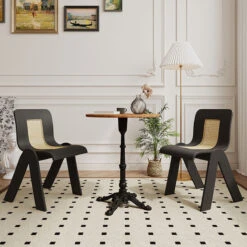 Verna Curve Dining Chair, Black & Rattan(Verna Curve Dining Chair Black) -Weilai Concept 1 0015 1 0068 03