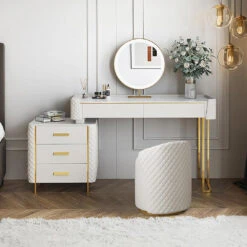 Duran Dressing Table With LED Mirror, Cream(Duran Dressing Table White)