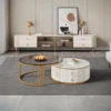 Berlinda Nesting Coffee Table Set, White & Gold(Berlinda Nesting Coffee Table Set White Gold)