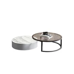 CHI Morden Round Nesting Coffee Table With TV Stand, Black Leg(Chi Morden Round Nesting Coffee Table With Tv Stand Black Leg)