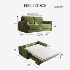 Kaur Two Seater Sofa Bed, Pull Out Sleeper Sofa Bed, More Colours(Kaur Sofa Bed) -Weilai Concept 1 3ab1fc8f 600b 461a a1e8 b9c1b4ee27fb
