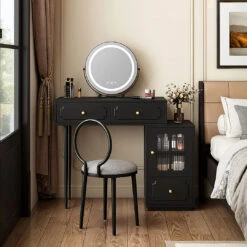 Scarlett Dressing Table With Side Cabinet & LED Mirror, Black(Scarlett Dressing Table) -Weilai Concept 1 477c4c83 5c4b 4e4c 869b e938dab18f5c