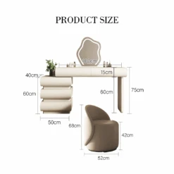 Penelope Dressing Table And Stool, With LED Mirror, Cream(Penelope Dressing Table And Stool With Led Mirror Cream) -Weilai Concept 1 5670b165 1088 4d7a a0c6 defd93ed4fae