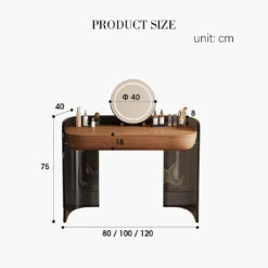Radcliffe Dressing Table With Large LED Mirror, Walnut & Black(Thomas Dressing Table) -Weilai Concept 1 962317d3 3cca 4536 a82e 7a0225108109