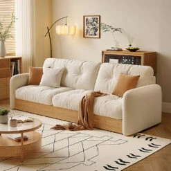 Salim Corner Sofa Bed With Foldable Chaise, Cream(Salim Corner Sofa Bed With Foldable Chaise Cream)