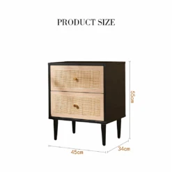 Tsaatan Wood Bedside Table, Rattan, Black(Tsaatan Wood Bedside Table Rattan Black) -Weilai Concept 1 b54a4010 26a7 4ddf 9d65 8b4ffabc8da6