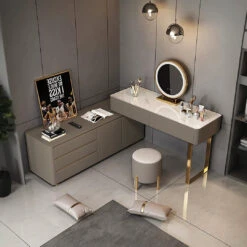 Dempsey Dressing Table With Sideboard, Extendable, Corner Dressing Table(Dempsey Dressing Table With Sideboard)