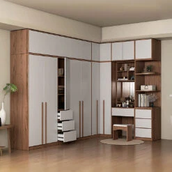 Nascimento Corner Wardrobe, Tall Wardrobe, L Shape Wardrobe With Dressing Table(Nascimento Wardrobe)