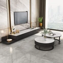Gibs Nesting Coffee Table With TV Stand Set, Sintered Stone(Gibs Coffee Table Tv Stand Set) -Weilai Concept 2 3 aa44d9a9 e542 4c5e a00f 18c31fb93e1d