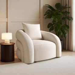 Sadiq Armchair With Cushion, White Boucle(Sadiq Armchair With Cushion White Boucle) -Weilai Concept 2 7dea7bca 3627 43af a71f 1a86194a1130