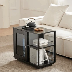 Aglaea Side Table With Storage, Black(Aglaea Side Tablel With Storage Caster Black) -Weilai Concept 2 bd5a83b5 bf22 47c1 91ef ba7946617ade