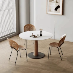 Anderson Small Round Dining Table, Sintered Stone & Solid Wood(Anderson Small Round Dining Table Sintered Stone Solid Wood)