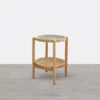 Cement Round Side Table, Glass(Cement Side Table Oak)