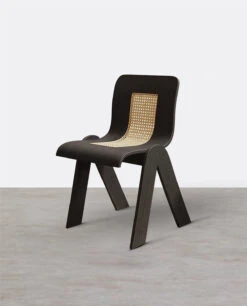 Verna Curve Dining Chair, Black & Rattan(Verna Curve Dining Chair Black)