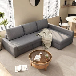Edwards Three Seater Corner Sofa Bed With Storage, Linen(Edwards Corner Sofa) -Weilai Concept 3 37c810b7 40e4 45ed a1ec 7c767c266572