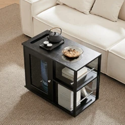 Aglaea Side Table With Storage, Black(Aglaea Side Tablel With Storage Caster Black) -Weilai Concept 4 44185327 197b 422f 82da 86a8ac25edef