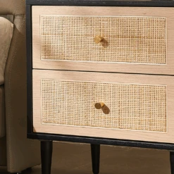Tsaatan Wood Bedside Table, Rattan, Black(Tsaatan Wood Bedside Table Rattan Black) -Weilai Concept 4 fad0cc21 8aa0 4794 817a 7287e6c3d125