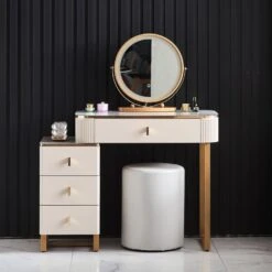 Isai Extendable Dressing Table With LED Mirror(Isai Extendable Dressing Table Set With Mirror)