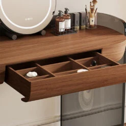 Radcliffe Dressing Table With Large LED Mirror, Walnut & Black(Thomas Dressing Table) -Weilai Concept 5 5f295018 651d 4efa b2ea e75cb6c9c4f9