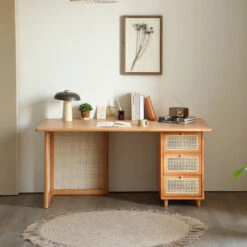Anya Office Desk With Storage & Office Chair, Ash Wood & Rattan(Anya Office Desk) -Weilai Concept 5 9cbf7768 f247 4b54 8a2e d60e40a8993f