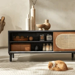 Dogon Rattan TV Stand, Black, Solid Wood(Dogon Rattan Tv Stand Black Solid Wood) -Weilai Concept 5 d4063754 2f8a 499d a019 a2e4202890a8