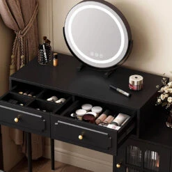 Scarlett Dressing Table With Side Cabinet & LED Mirror, Black(Scarlett Dressing Table) -Weilai Concept 5 d9b0ae9b 6a5c 4f2f b79c f77e5e7bf7b2