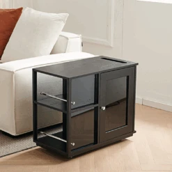 Aglaea Side Table With Storage, Black(Aglaea Side Tablel With Storage Caster Black) -Weilai Concept 6 edc50b65 ed13 4a6b a8cd cda64fff1627