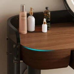Radcliffe Dressing Table With Large LED Mirror, Walnut & Black(Thomas Dressing Table) -Weilai Concept 7 bf07e1cc fc0b 451f 894a e518a04157af