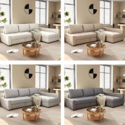 Edwards Three Seater Corner Sofa Bed With Storage, Linen(Edwards Corner Sofa) -Weilai Concept 8 93a766d3 b1d2 4423 a42e d5c1a7af7c88