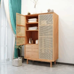 Bernadette Wardrobe, Hallway Storage, Natural Rattan & Oak(Bernadette Wardrobe Hallway Storage Natural Rattan Oak)