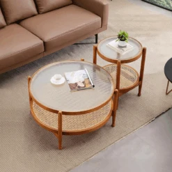 Cement Coffee Table Set, Oak(Cement Coffee Table Set Oak)