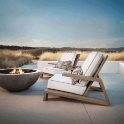 Chandler Oak Lounge Chair And Ottoman, Outdoor Armchair(Chandler Oak Lounge Chair And Ottoman)