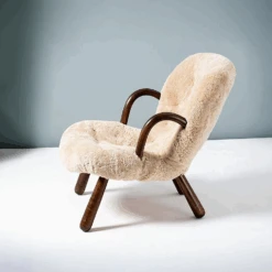 Classic Clam Armchair & Footstool, Boucle(Philip Arctander Clam Armchair)