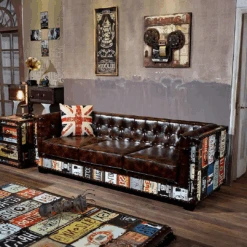 FK29 Aviator Three Seater Sofa, Real Leather(Fk29 Aviator Three Seater Sofa Real Leather)