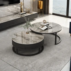 Gibs Nesting Coffee Table With TV Stand Set, Sintered Stone(Gibs Coffee Table Tv Stand Set)