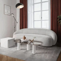 Julep Modern Curved Three Seater, Four Seater Sofa, Velvet(Julep Modern Curved Sofa Velvet)