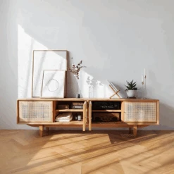 Pavia TV Stand, Rattan & Oak(Pavia Tv Stand Rattan Oak)