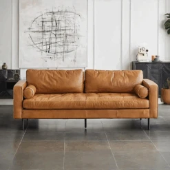 Porto Three Seater Sofa, Real Leather(Porto Three Seater Sofa)
