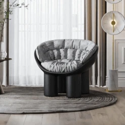Roly Poly Fiberglass Armchair With Cushion, Black(Roly Poly Fiberglass Armchair With Cushion Black)