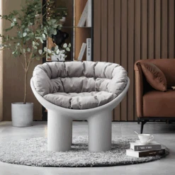 Roly Poly Fiberglass Armchair With Cushion, Grey(Roly Poly Fiberglass Armchair With Cushion Grey)