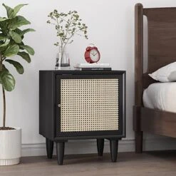 Tableau Rattan Bedside Table, Solid Wood(V2 Bedside Table) -Weilai Concept SKU 5 45 35 55