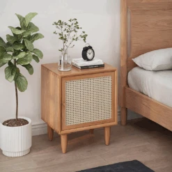 Tableau Rattan Bedside Table, Solid Wood(V2 Bedside Table)