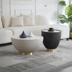 Theo Coffee Table Set, Black And White(Theo Coffee Table Set White And Black)