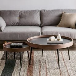 C163 Nesting Coffee Table Set, Oak & Black(C163 Coffee Tables Set Oak Black) -Weilai Concept c163 nesting coffee tables set oak black weilai concept weilai concept 4